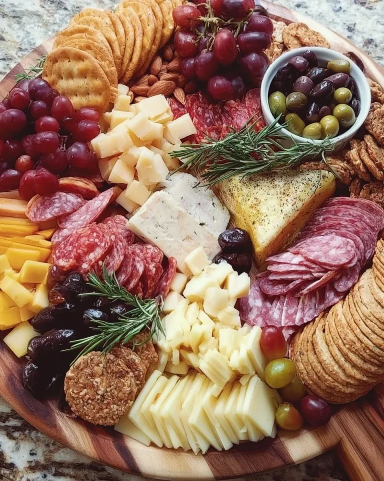 A beautifully arranged Aldi charcuterie board featuring meats, cheeses, and snacks.