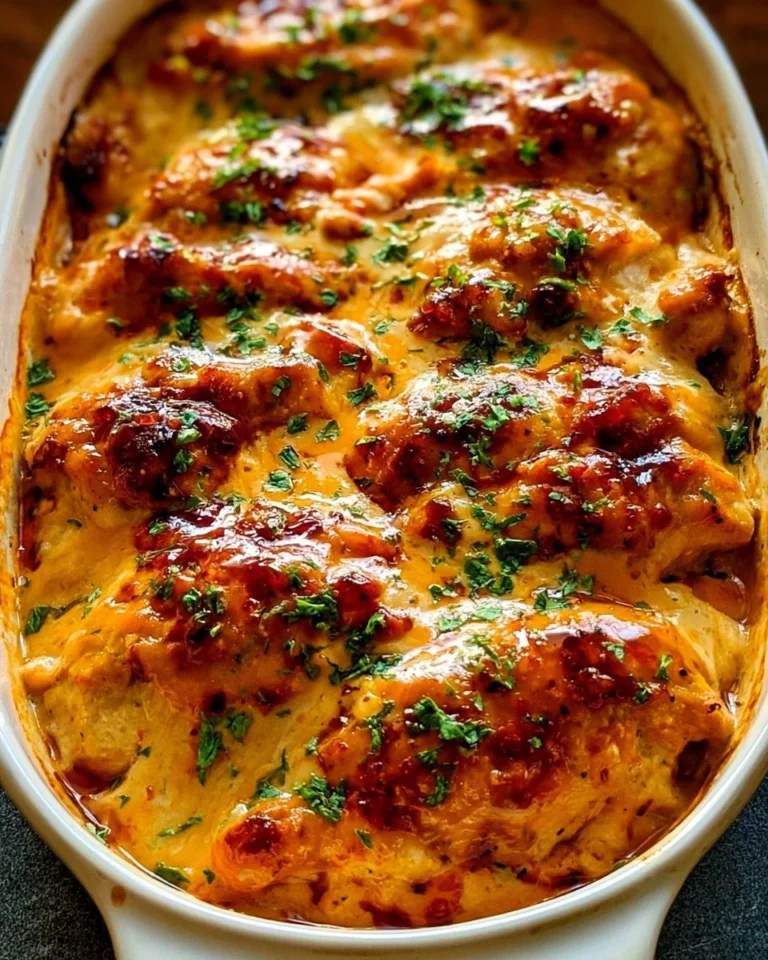 Delicious Bang Bang Chicken Bake ready to serve with fresh herbs