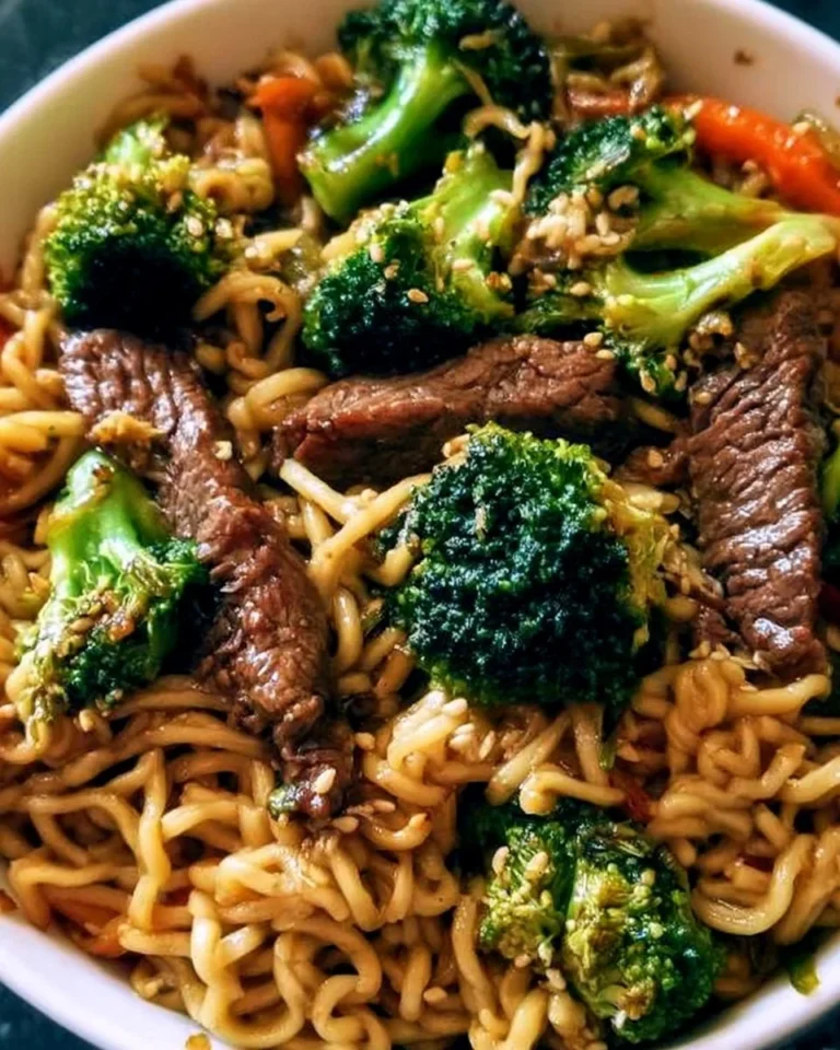 Beef and Broccoli Ramen Stir-Fry with vibrant vegetables and tender beef