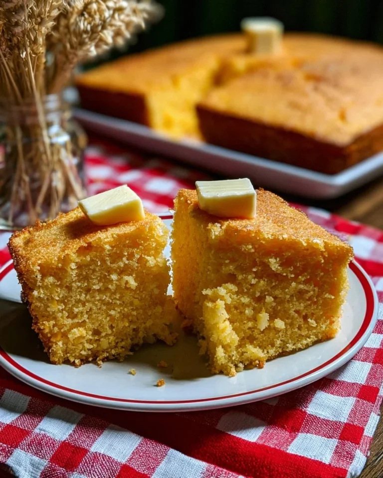 Delicious slice of homemade buttermilk cornbread on a wooden table