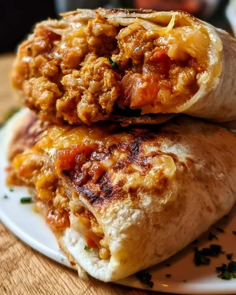 Cheesy Ground Chicken Burritos with melted cheese and fresh toppings