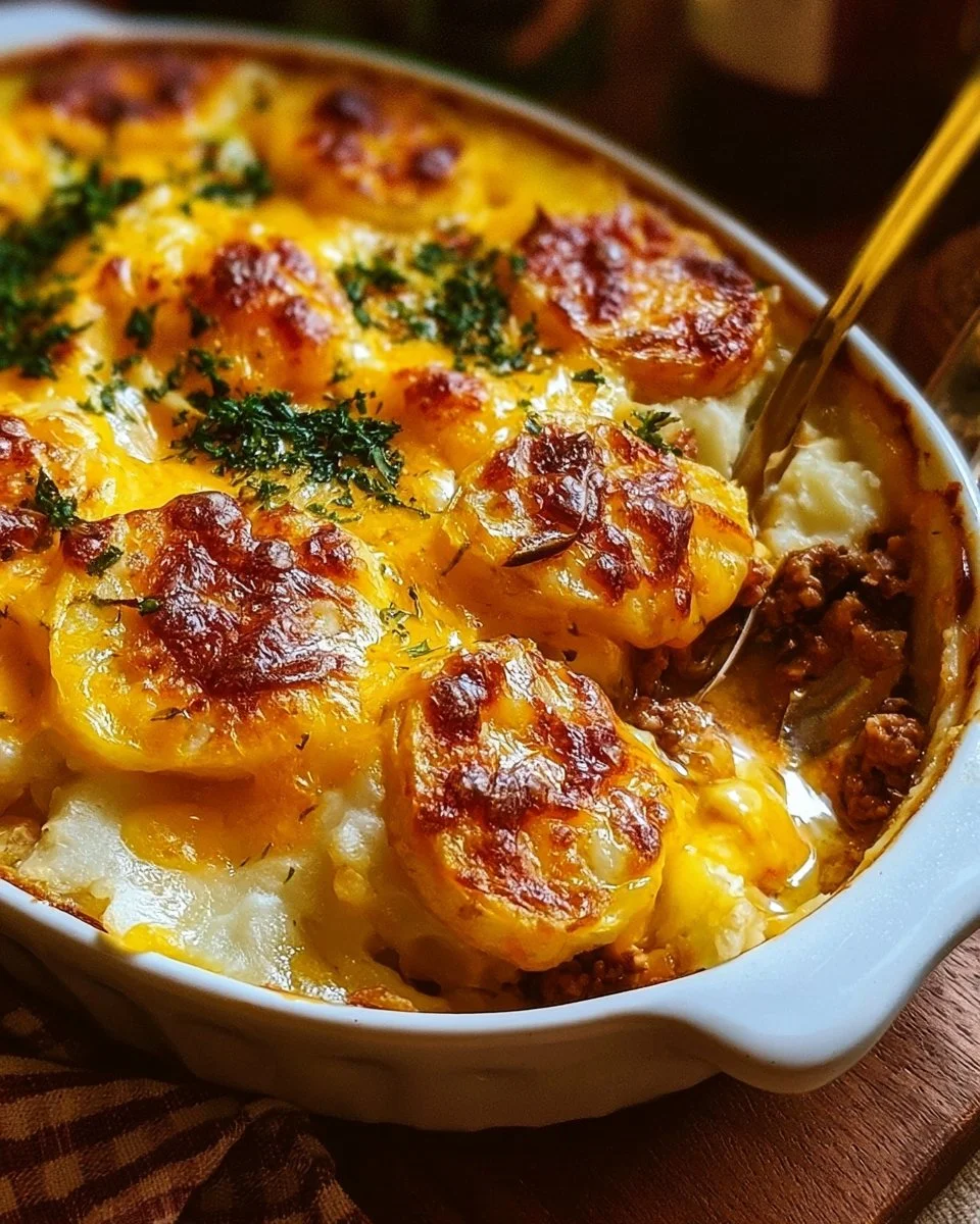 Cheesy Hamburger Potato Casserole Recipe