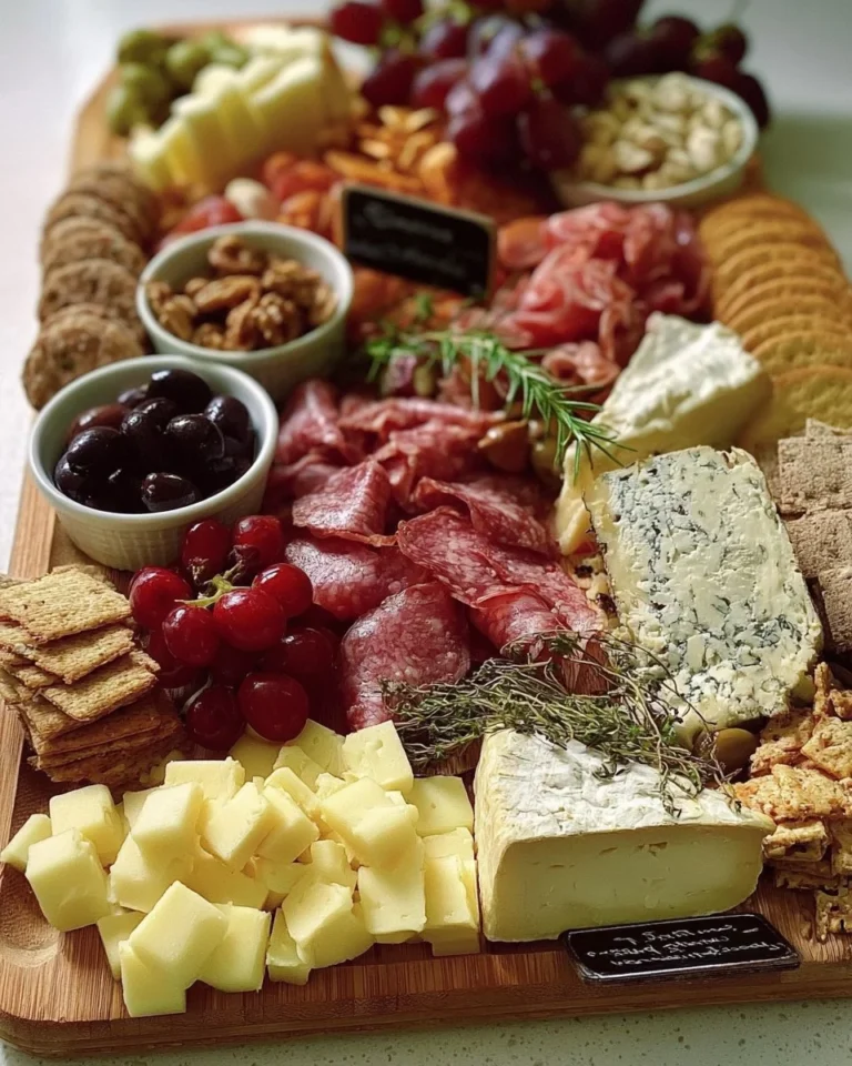 Classic charcuterie board featuring assorted cheeses and cured meats