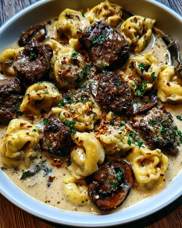 Cracked Garlic Steak Tortellini in Creamhouse Sauce with herbs