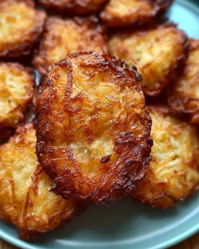 Crispy garlic parmesan hashbrowns served on a plate