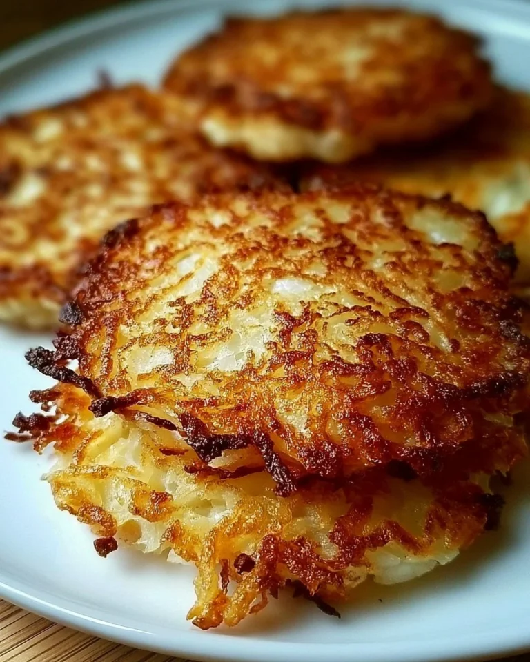 Delicious crispy German potato pancakes served with sour cream and herbs
