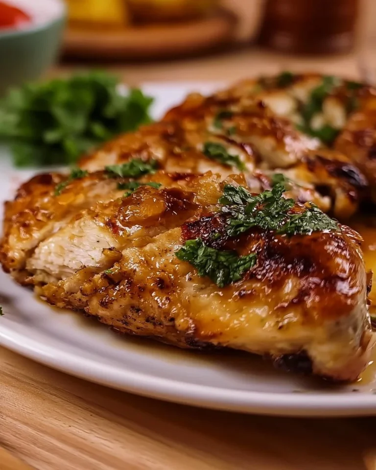 Cooked chicken breasts served with herbs and lemon for a delightful meal