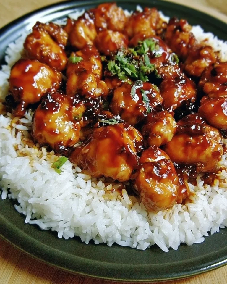 Easy Honey BBQ Chicken served with rice for a delicious meal