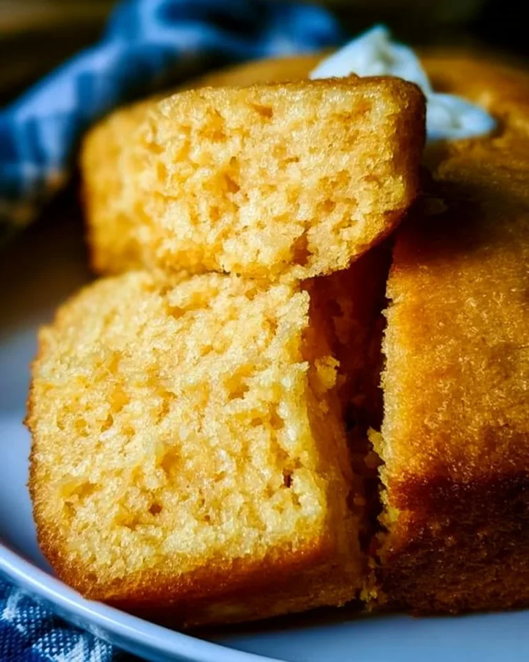 Delicious gluten free cornbread served on a wooden plate with butter.
