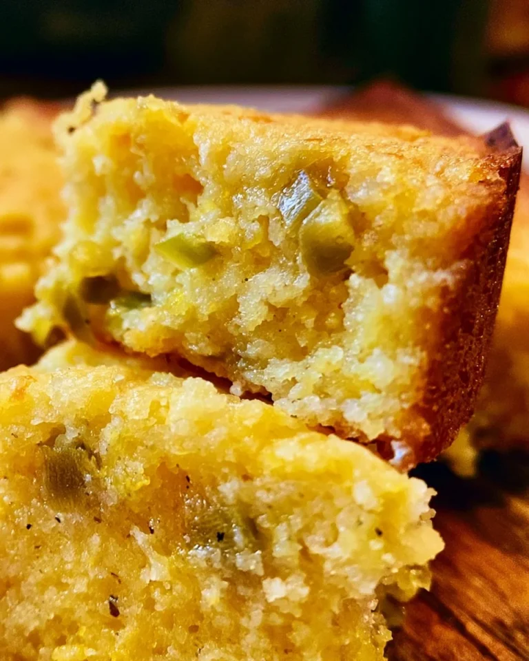 Delicious slices of Green Chile Cornbread served with butter