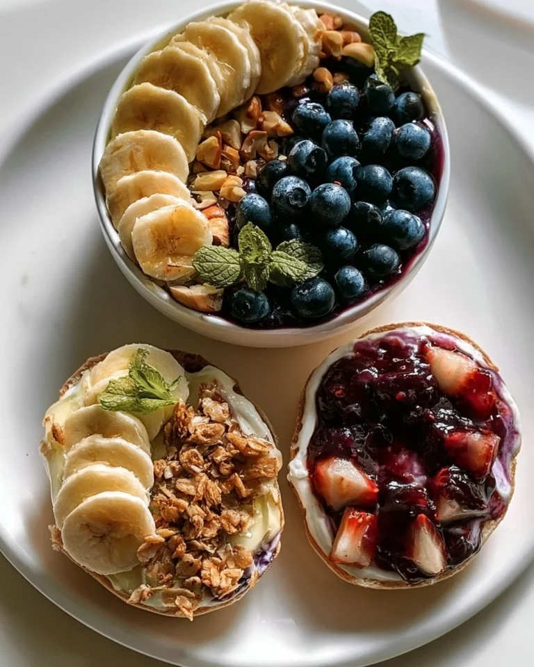A colorful assortment of healthy breakfasts including fruits, grains, and nuts.