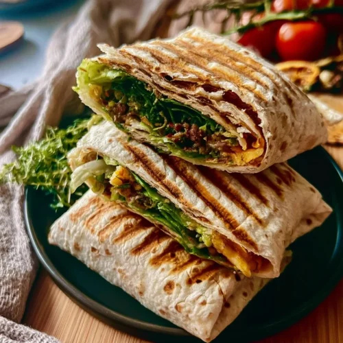 Healthy crunchy grilled wraps filled with fresh ingredients and grilled to perfection.