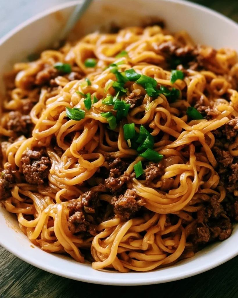 Mongolian Ground Beef Noodles Recipe