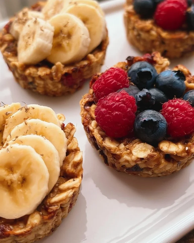 Easy four-ingredient oatmeal cups recipe for a healthy snack.