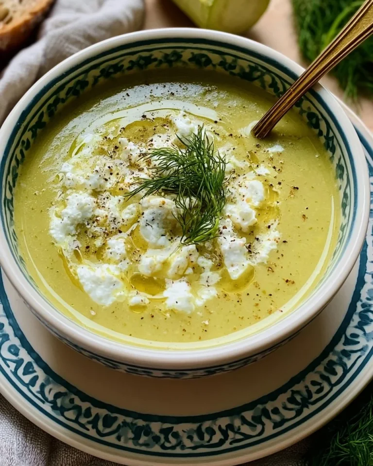 Delicious roasted zucchini soup topped with feta cheese and fresh dill