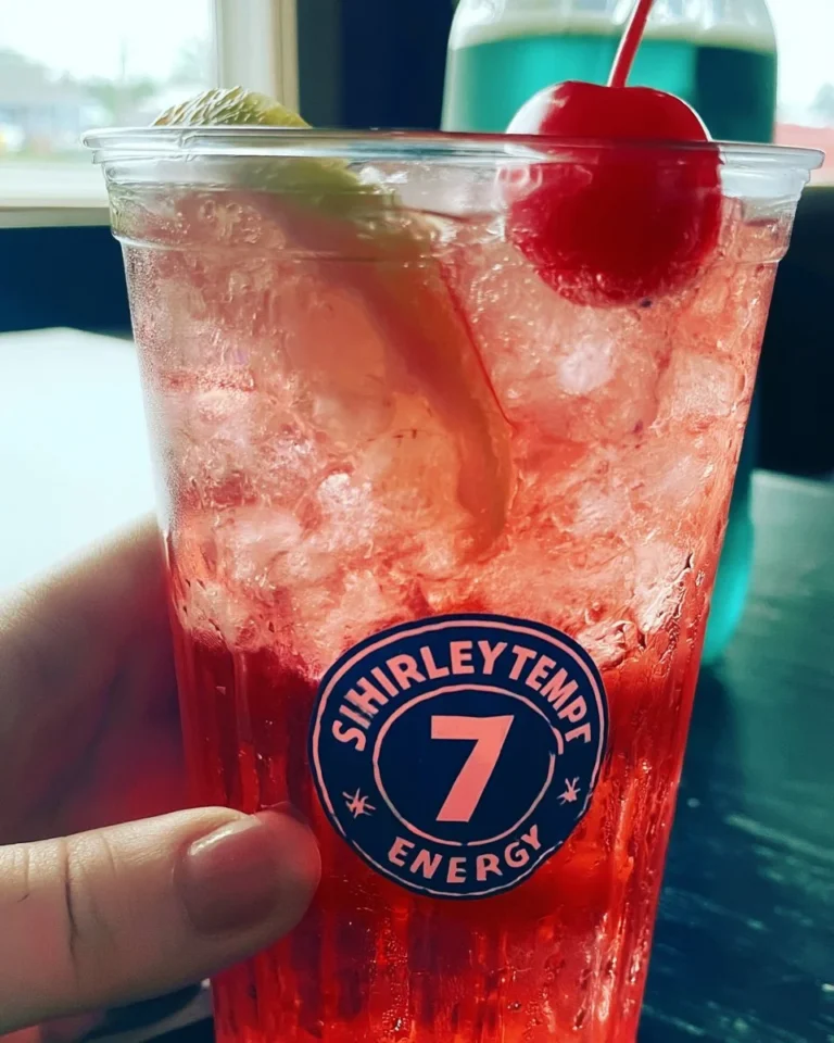 Refreshing 7-Energy Mocktail inspired by Shirley Temple with vibrant colors.