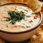 Creamy Gringo Dip served with tortilla chips on a festive table