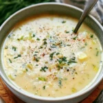 Bowl of creamy Irish Colcannon Soup topped with fresh herbs