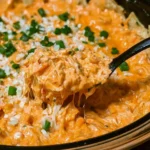 Spicy Buffalo Chicken Dip topped with green onions and served in a bowl