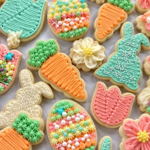 Best-ever easy sugar cookies recipe on a baking tray with colorful sprinkles.