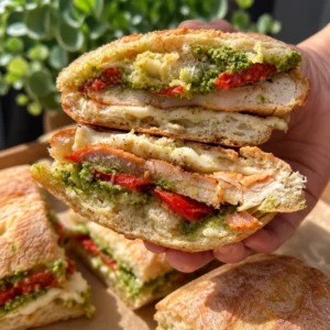 Easy chicken pesto caprese sandwich with fresh mozzarella and basil