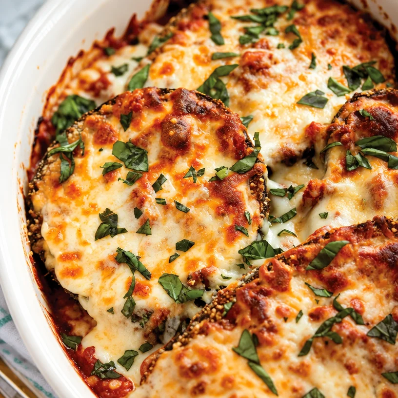 Easy Eggplant Parmesan Recipe with Cheese and Spinach