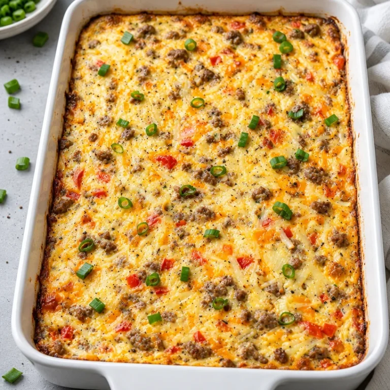 High protein egg casserole dish baked and ready to serve.