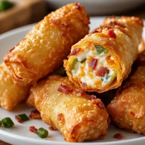 Easy mini jalapeno popper egg rolls with spicy filling and crispy wrappers