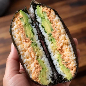 Easy Onigirazu rice sandwich made with fresh ingredients