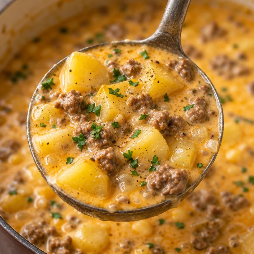 Ultimate Cheesy Beef & Potato Soup