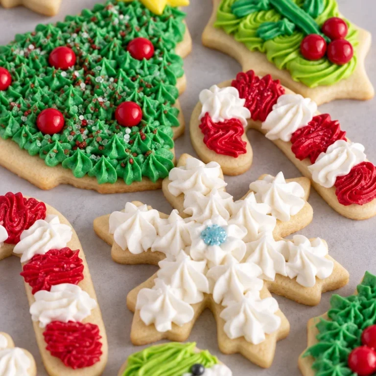 Deliciously decorated Christmas cookies with festive frosting